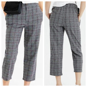 AE American EagleTapered Leg Ankle Pull On Pants XS Gray Plaid Preppy Trousers